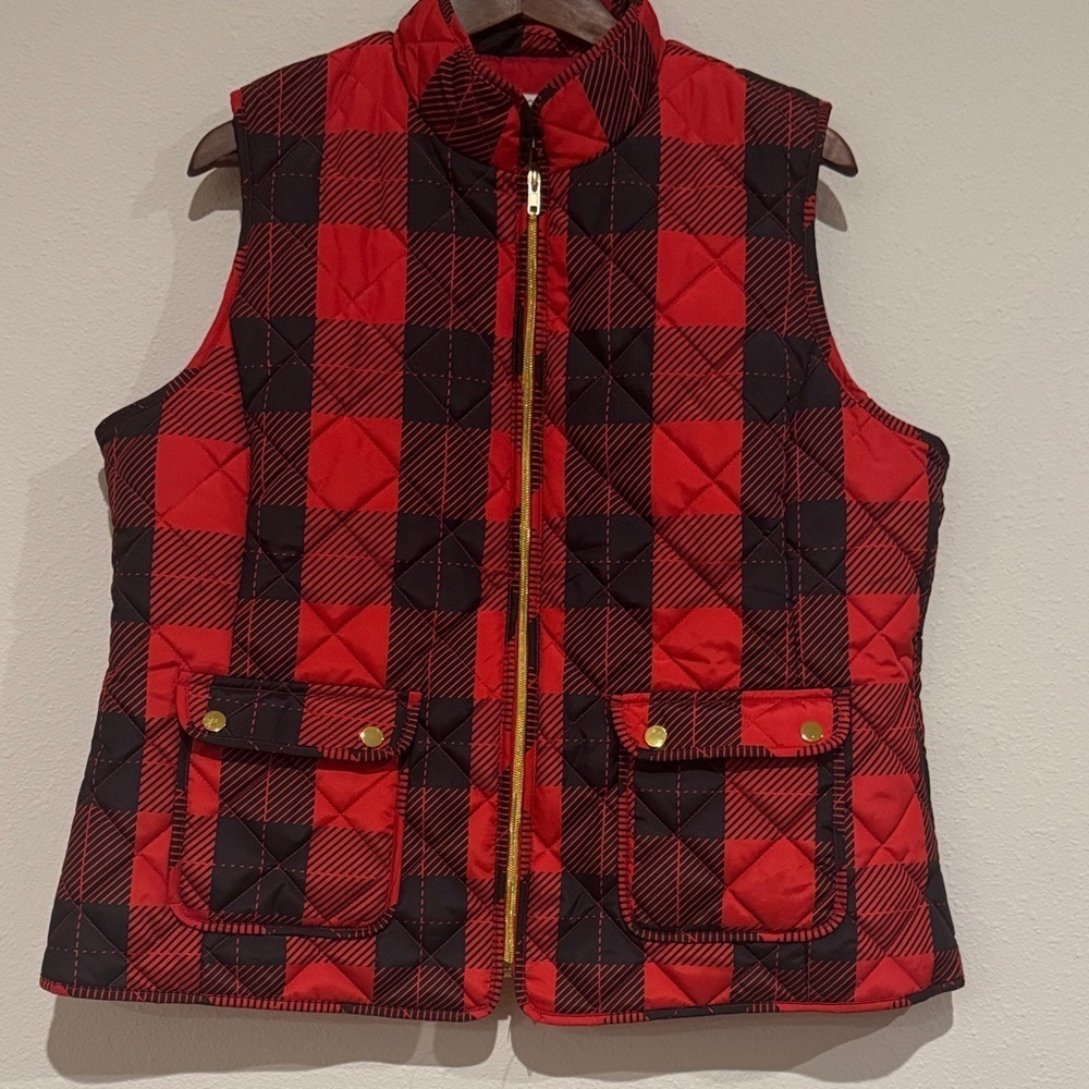 St. John's Bay Checkered Red and Black Vest